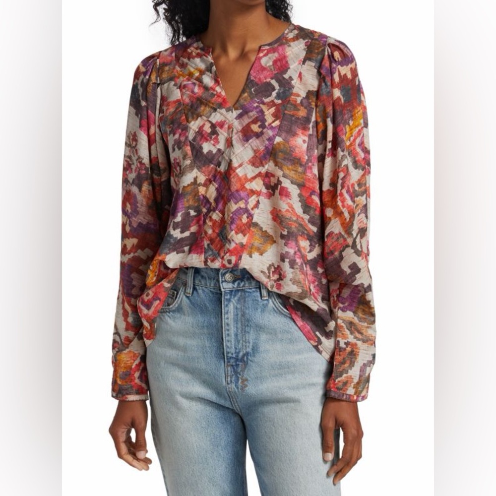 CHUFY $395 Memories Of Romania Silk Blend Dol Top Medium V-Neck Bohemian